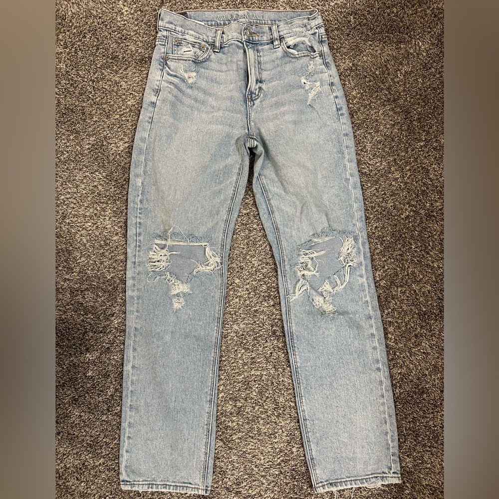 American Eagle ripped straight jeans